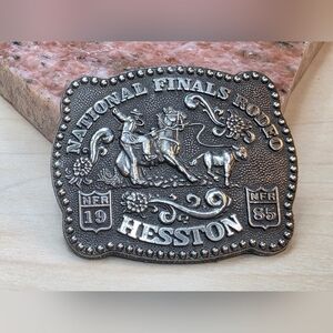 1985 Hesston NFR National Finals Rodeo Calf Roping 3rd Small Edition Belt Buckle